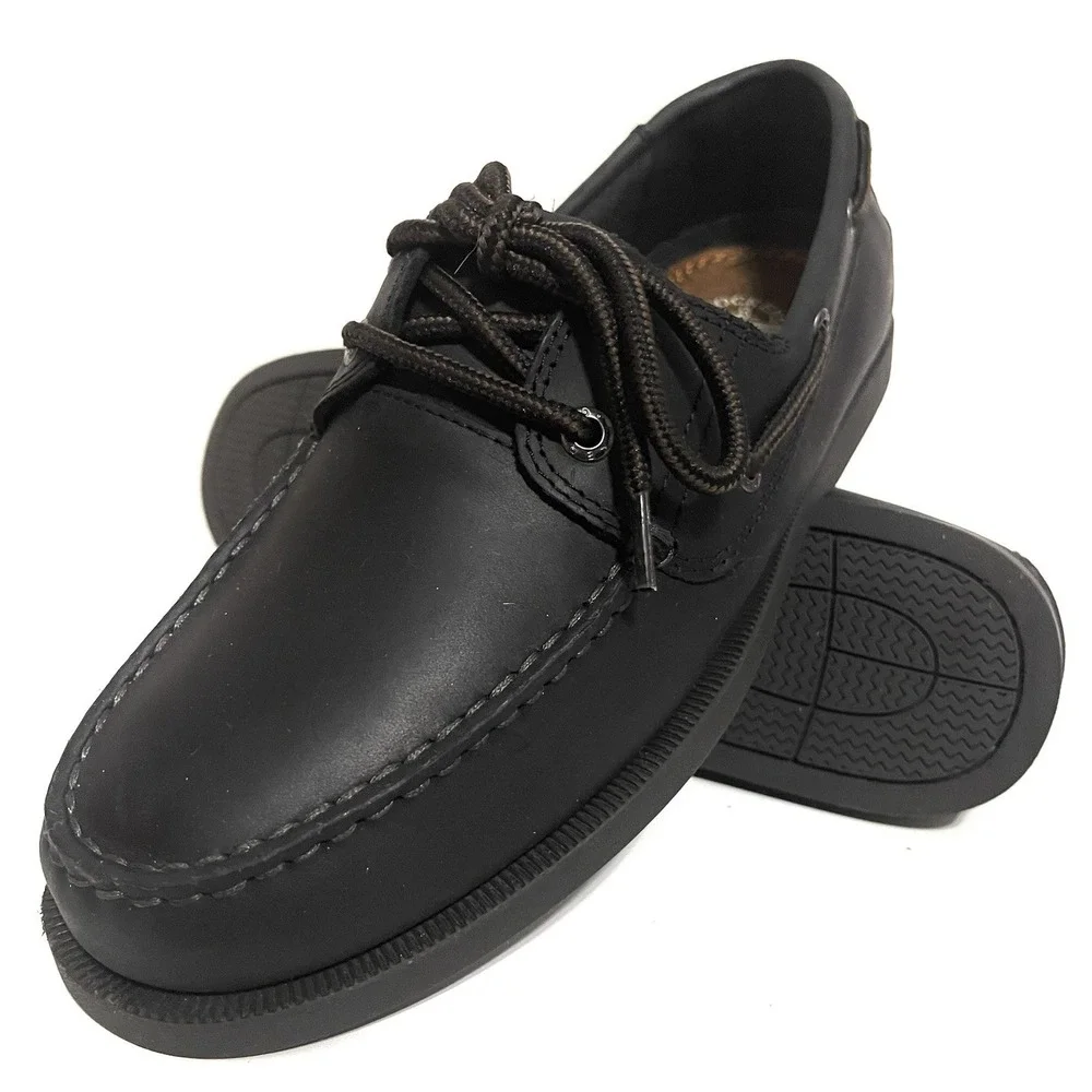 Dockers Mens Black Vargas Genuine Leather Casual Classic Rubber Sole Boat Shoe 7